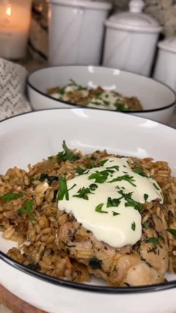 Caramelized Onion Chicken and Rice Skillet recipe