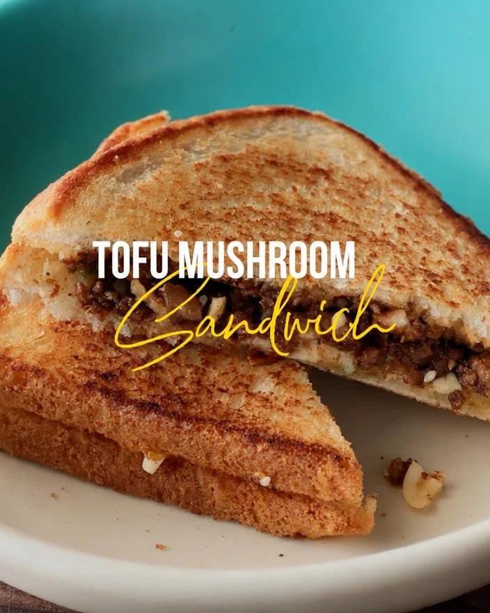 Sesame Mushroom Tofu Crumble Sandwich recipe