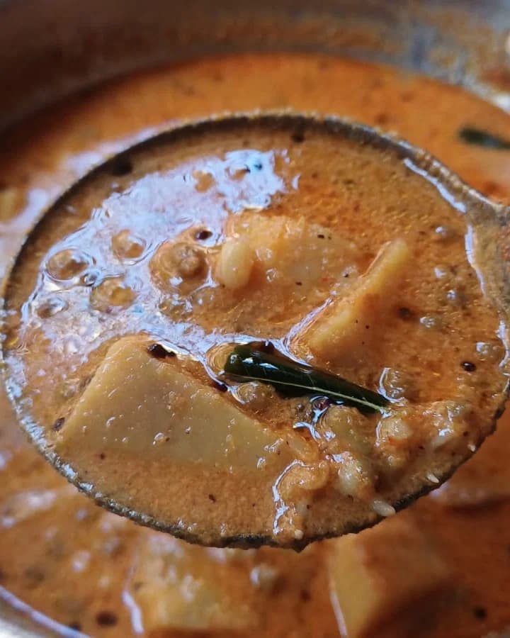 Konkani Style Green Moong Yam Curry recipe