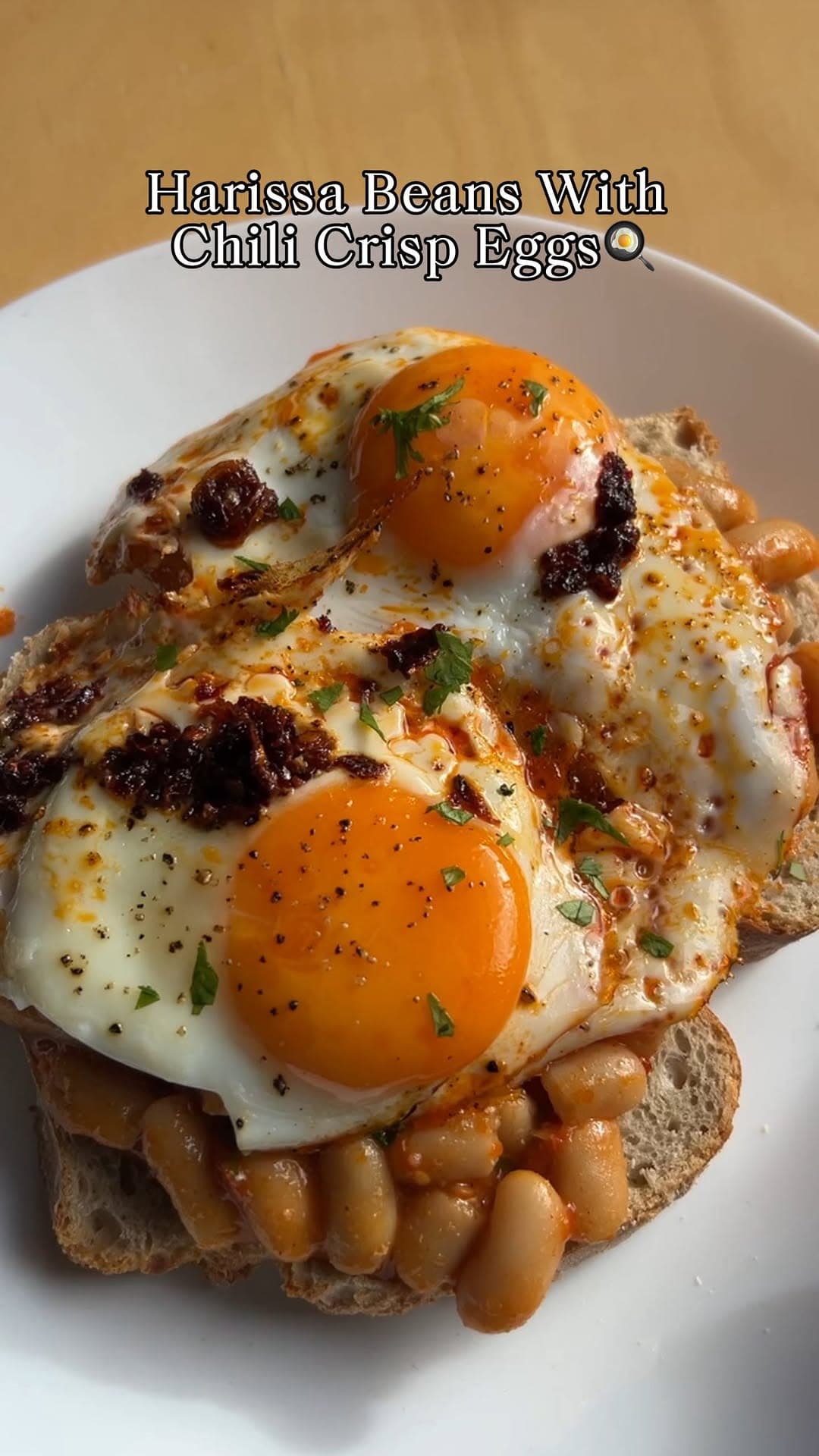 Harissa Beans on Toast with Eggs recipe