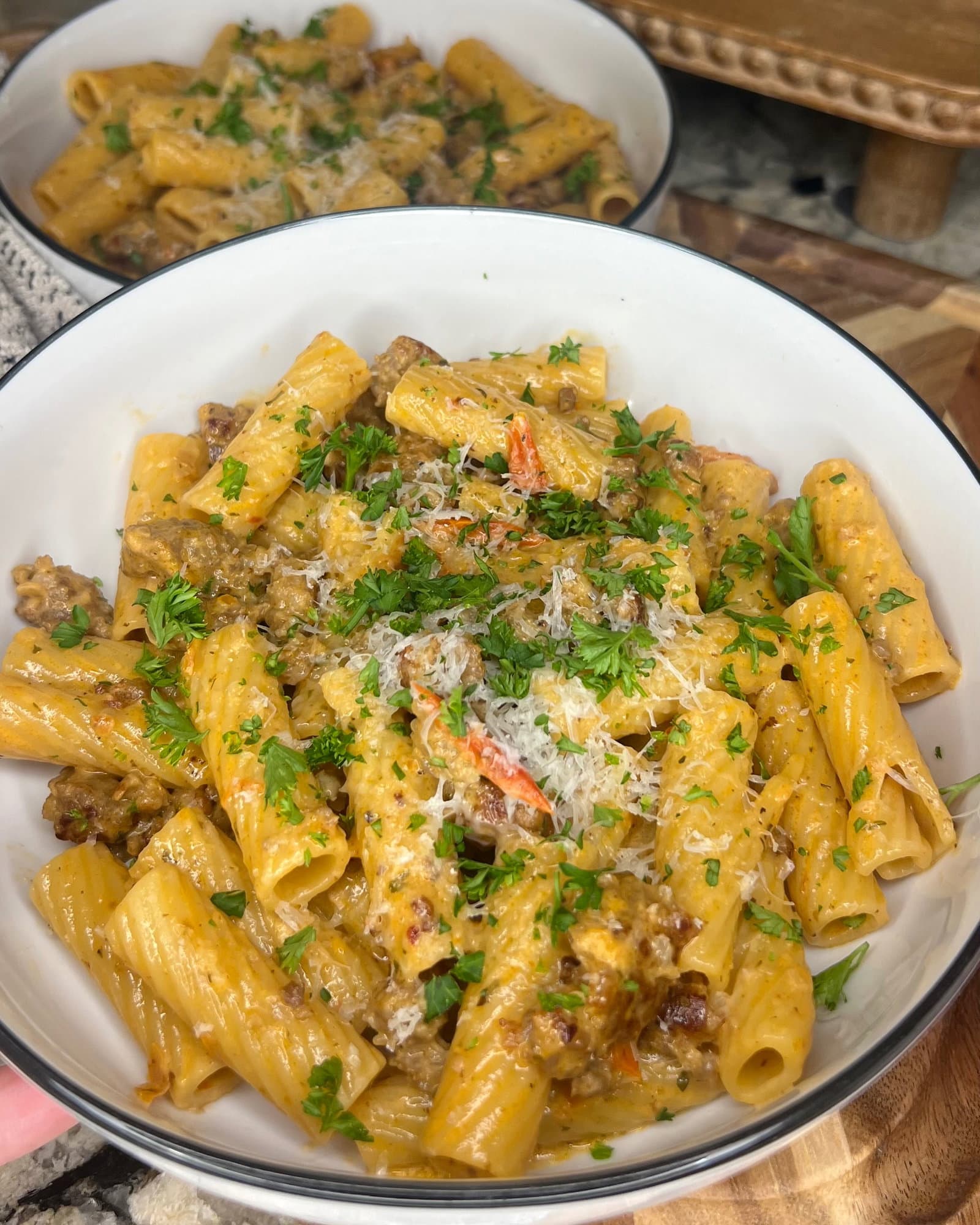 Creamy Sun-Dried Tomato Pesto Rigatoni with Italian Sausage recipe