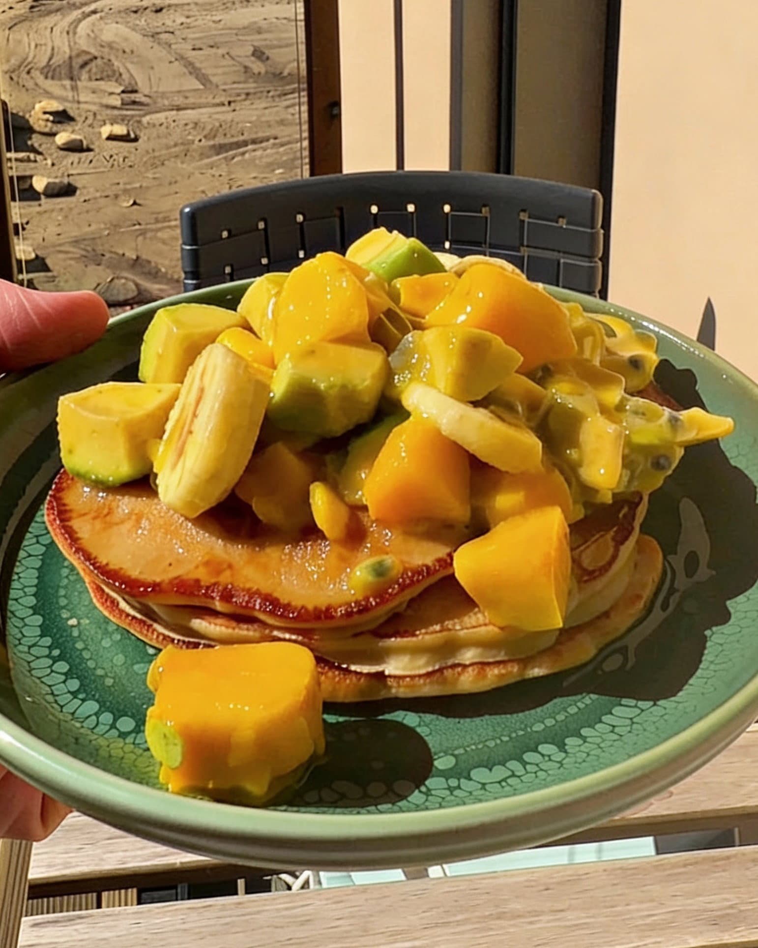Banana Pancakes with Tropical Fruit Salad recipe