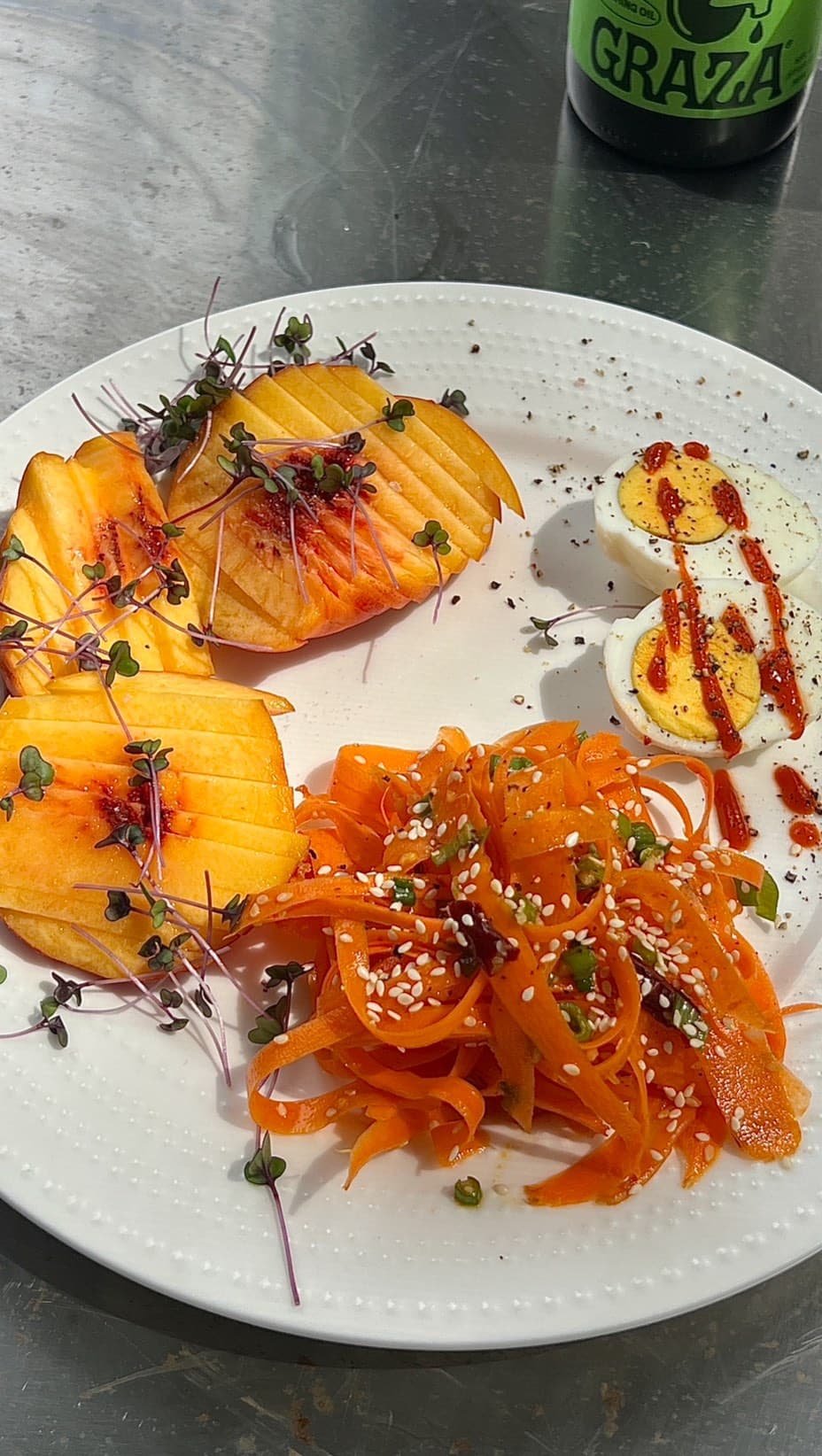 Viral Carrot Salad with Peaches and Hard-Boiled Eggs recipe