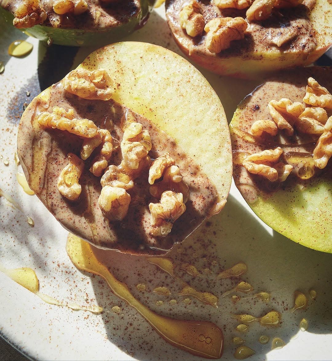 Apples with Almond Butter, Walnuts, and Cinnamon recipe