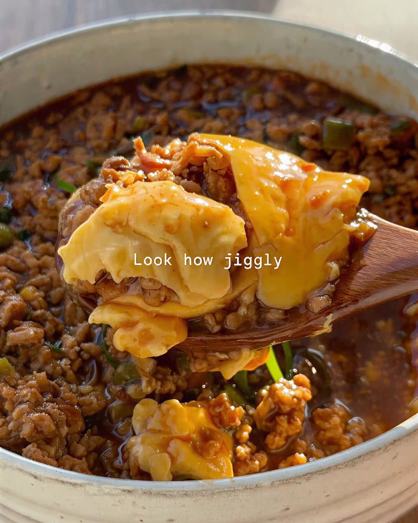 Jiggly Cantonese Steamed Egg with Mince Meat recipe