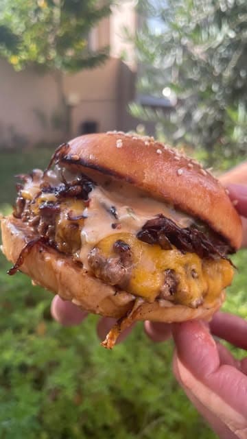 Juiciest Burger with Caramelized Onions and Special Sauce recipe