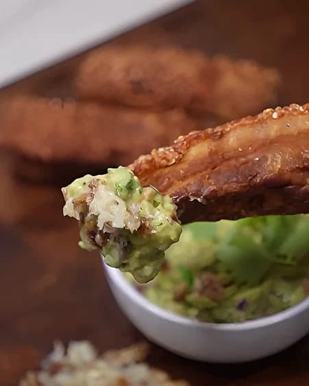 Chicharron Fried Pork Belly with Easy Guac Dip recipe