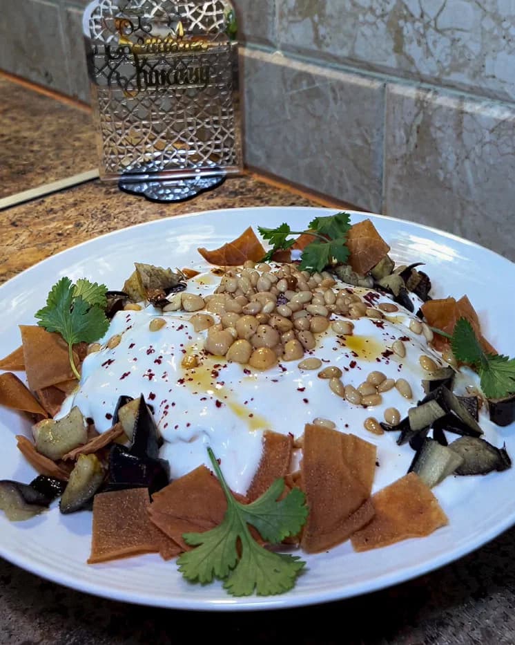 Chicken and Aubergine Fateh recipe