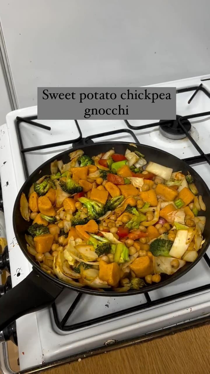 Homemade Sweet Potato Gnocchi with Chickpea Veg Dish recipe