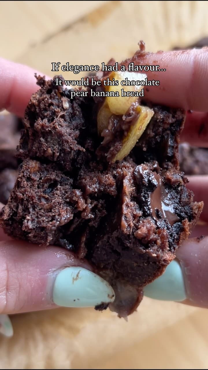 Chocolate Banana Bread with Pear and Dark Chocolate Chunks recipe