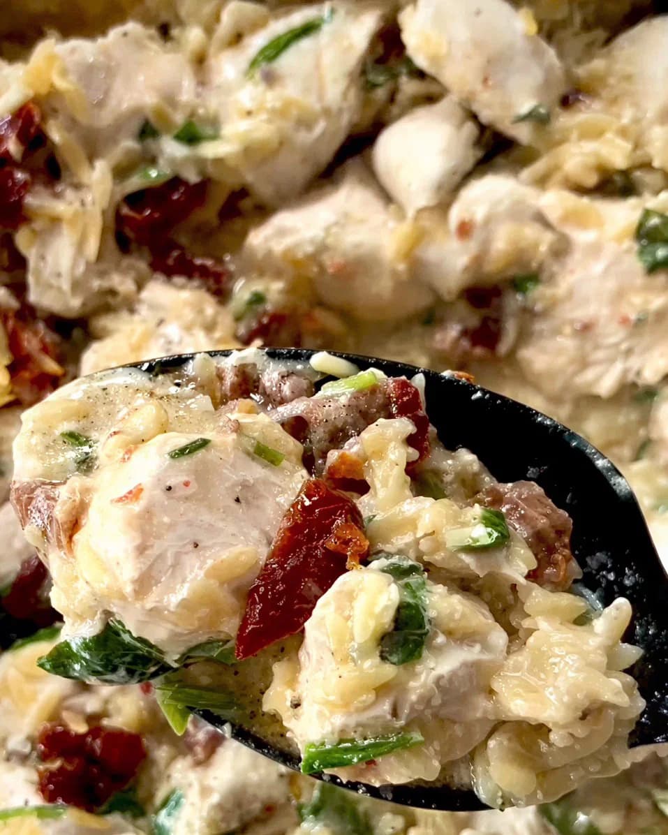 One Dish Creamy Chicken Orzo recipe