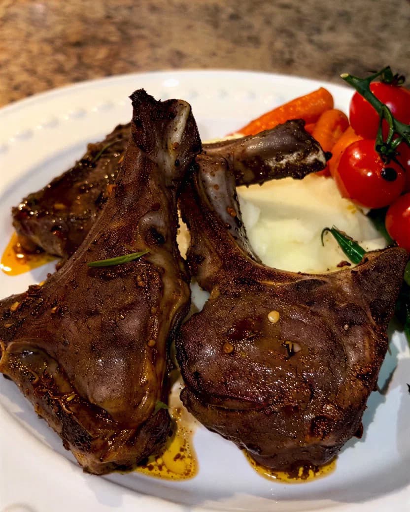 Lamb Chops with Veggies and Mash recipe