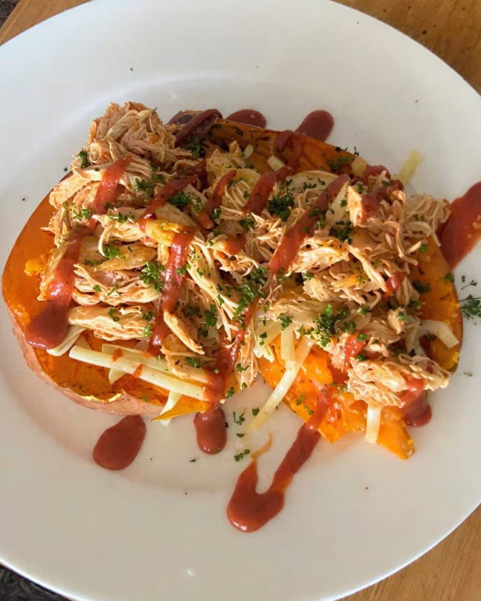 Pulled BBQ Chicken Loaded Sweet Potato recipe