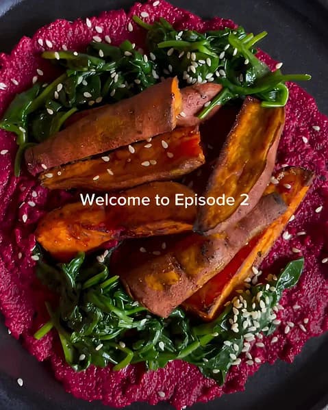 Beetroot Hummus and Sweet Potato Bowl recipe