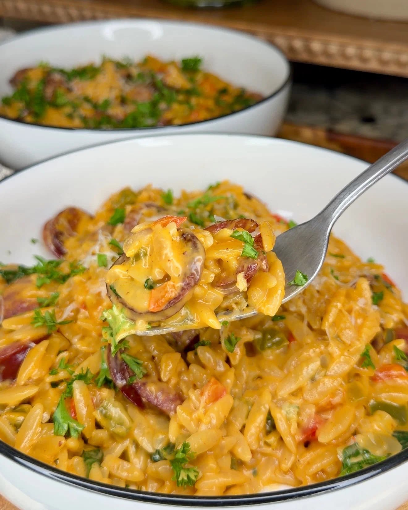 Creamy Cajun Smoked Sausage Orzo recipe