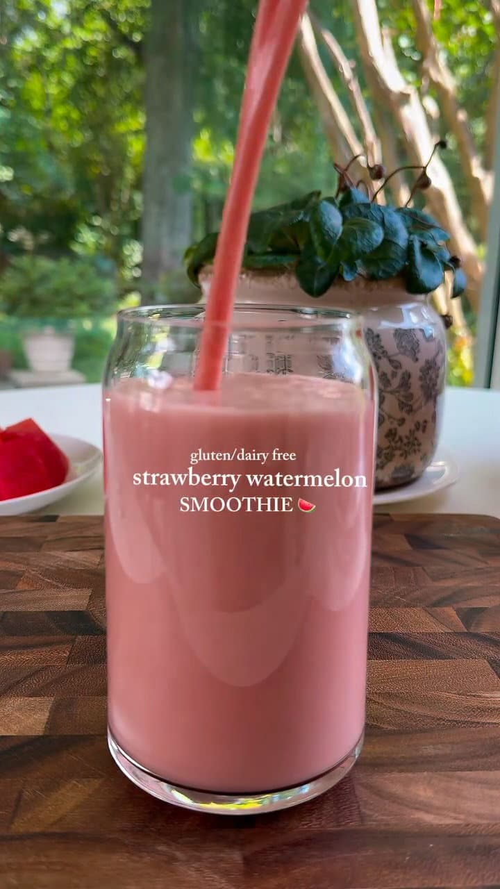 GF/DF Creamy Strawberry Watermelon Smoothie recipe