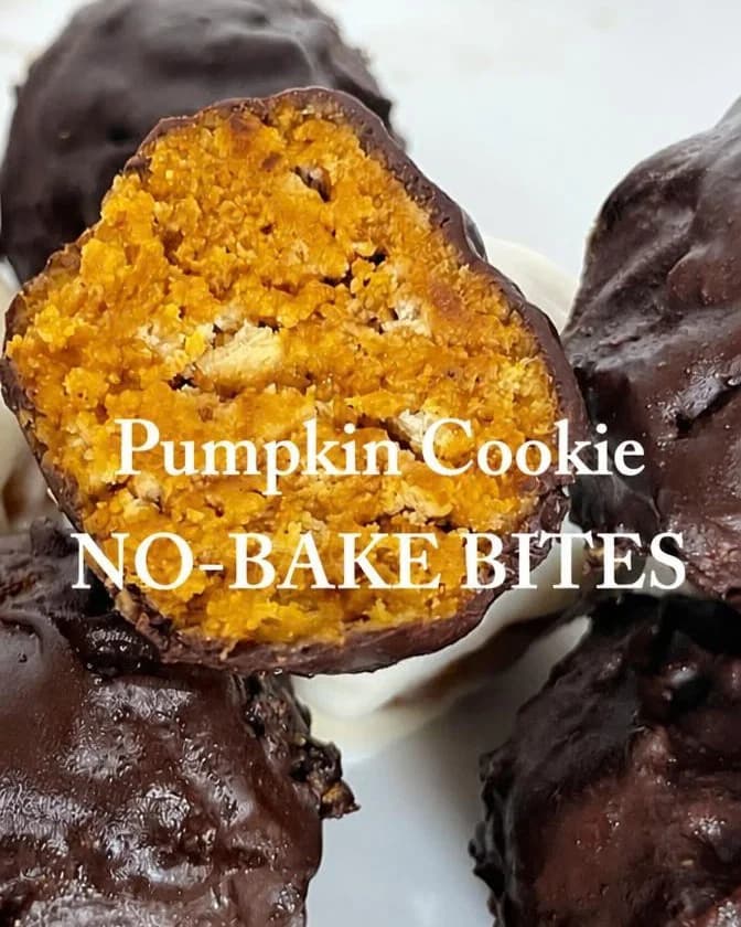 No-Bake Pumpkin Cookie Bites Dipped in White and Dark Chocolate recipe