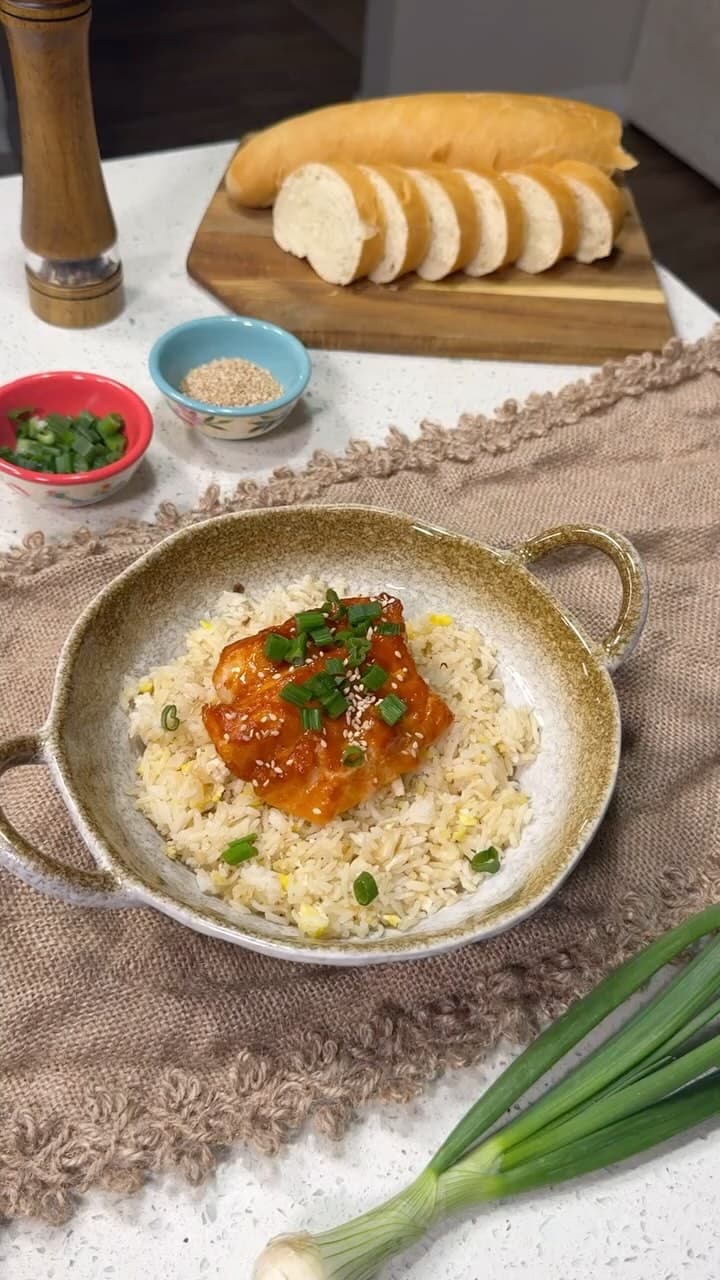 Spicy Korean Cod with Garlic Fried Rice recipe