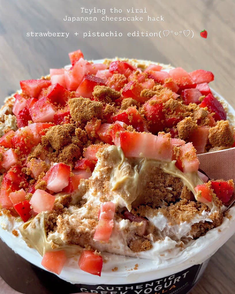 Viral Japanese Cheesecake with Strawberry and Pistachio recipe