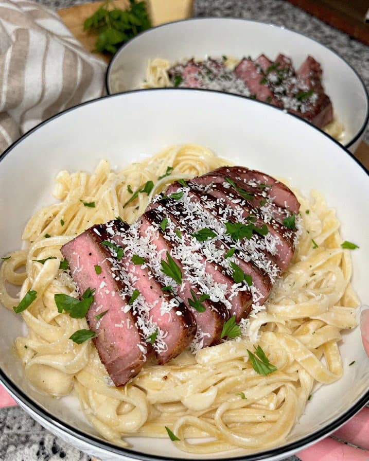 Steak & Fettuccine with Homemade Alfredo recipe