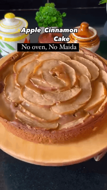 Apple Cinnamon Cake without Oven & No Maida recipe