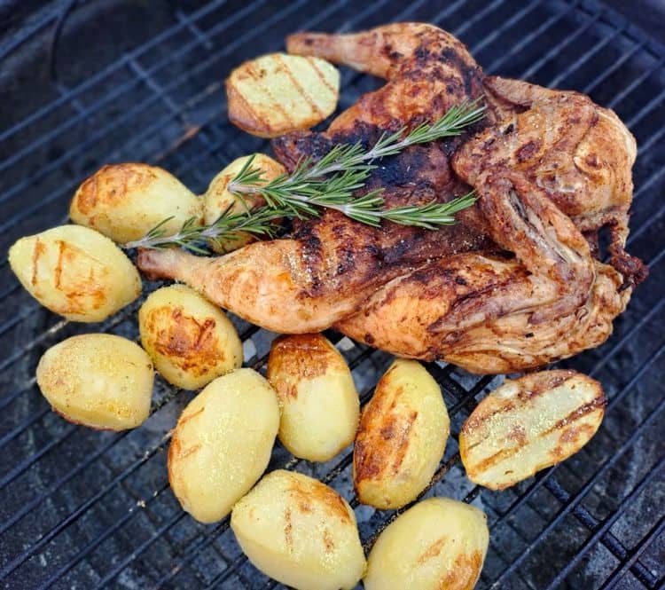 Kettle BBQ Chicken with Roast Potatoes recipe