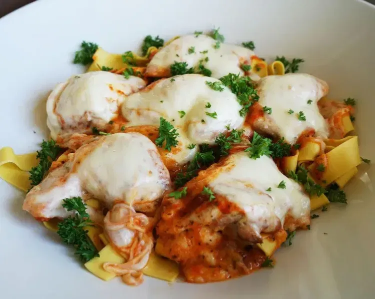 Baked Chicken Parmesan with Pasta recipe