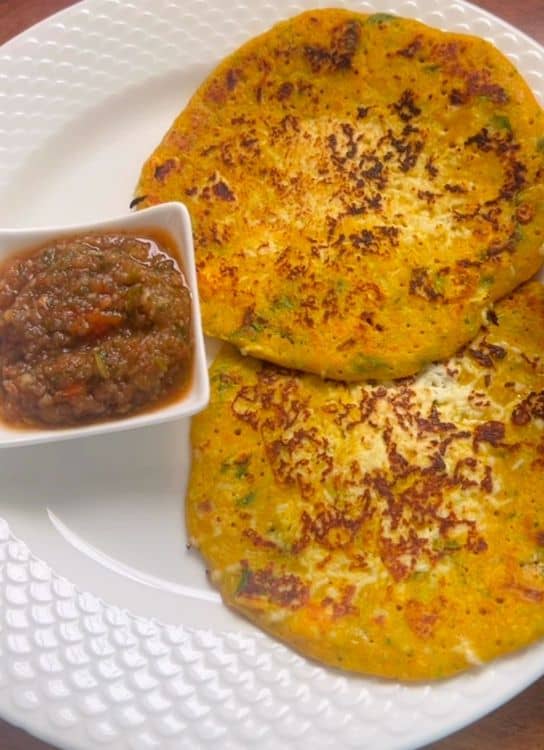 Broccoli Besan Pancakes with Chutney recipe