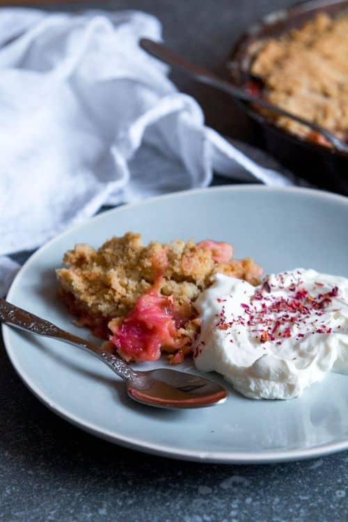 Rhubarb, Ginger and Rose Crumble recipe