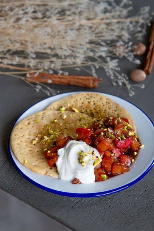 Baghrir Pancakes with Brown Butter Spiced Apples recipe