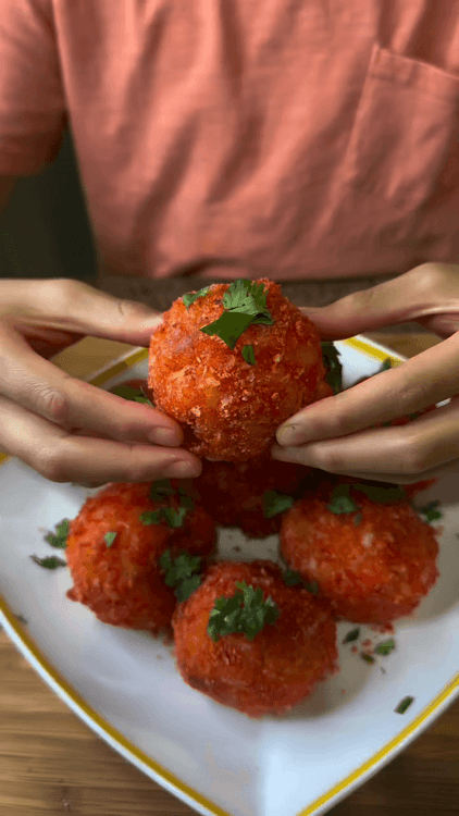 Crunchy Cheesy Hot Cheetos Mac n Cheese Balls recipe