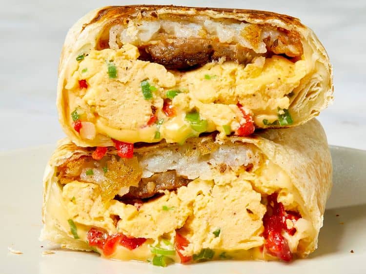 Breakfast Burritos with Sausage and Hash Browns recipe