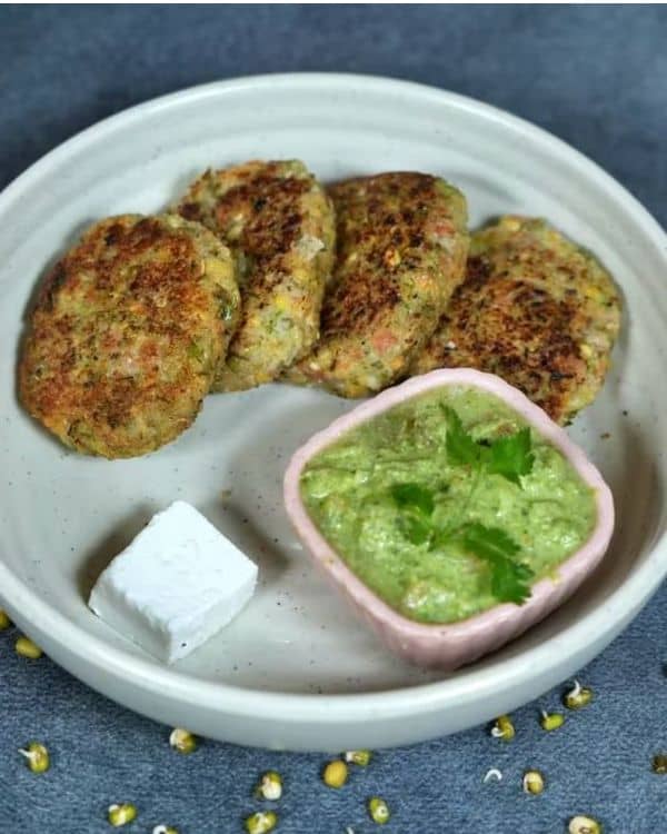 Sprouted Moong Dal Tikkis recipe