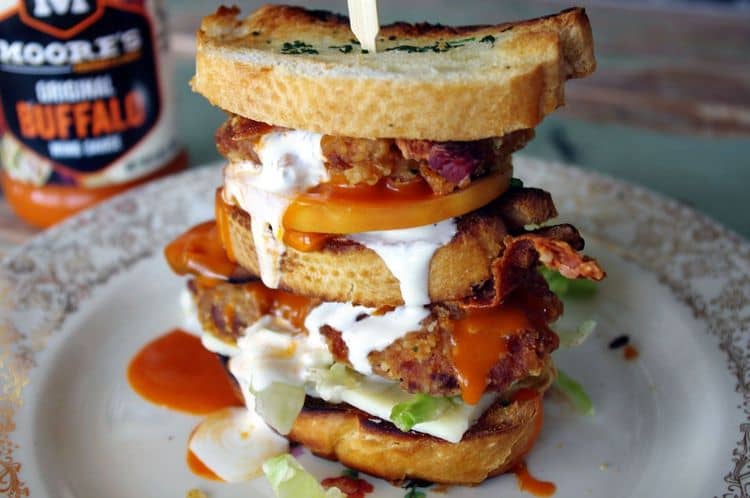 Buffalo Chicken, White Cheddar and Blue Cheese BLT recipe