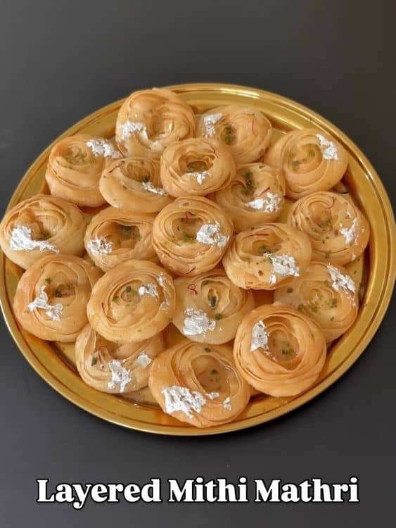 Layered Mithi Mathri (Sweet Mathri) recipe