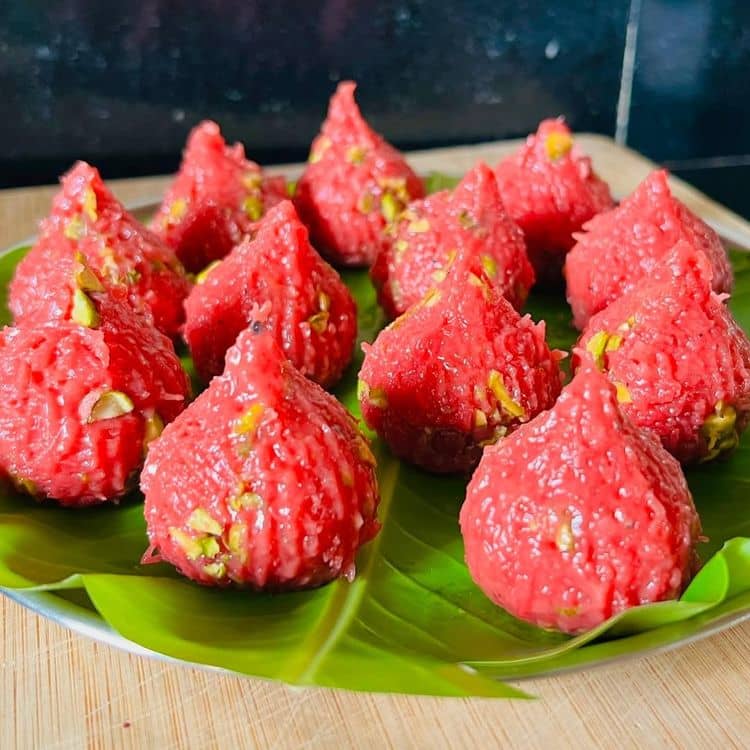 Pink Coconut Modak recipe