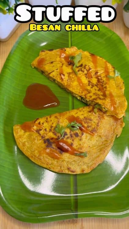Stuffed Paneer Besan Chilla recipe