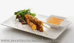 Chicken Brochettes with Corn Cream recipe